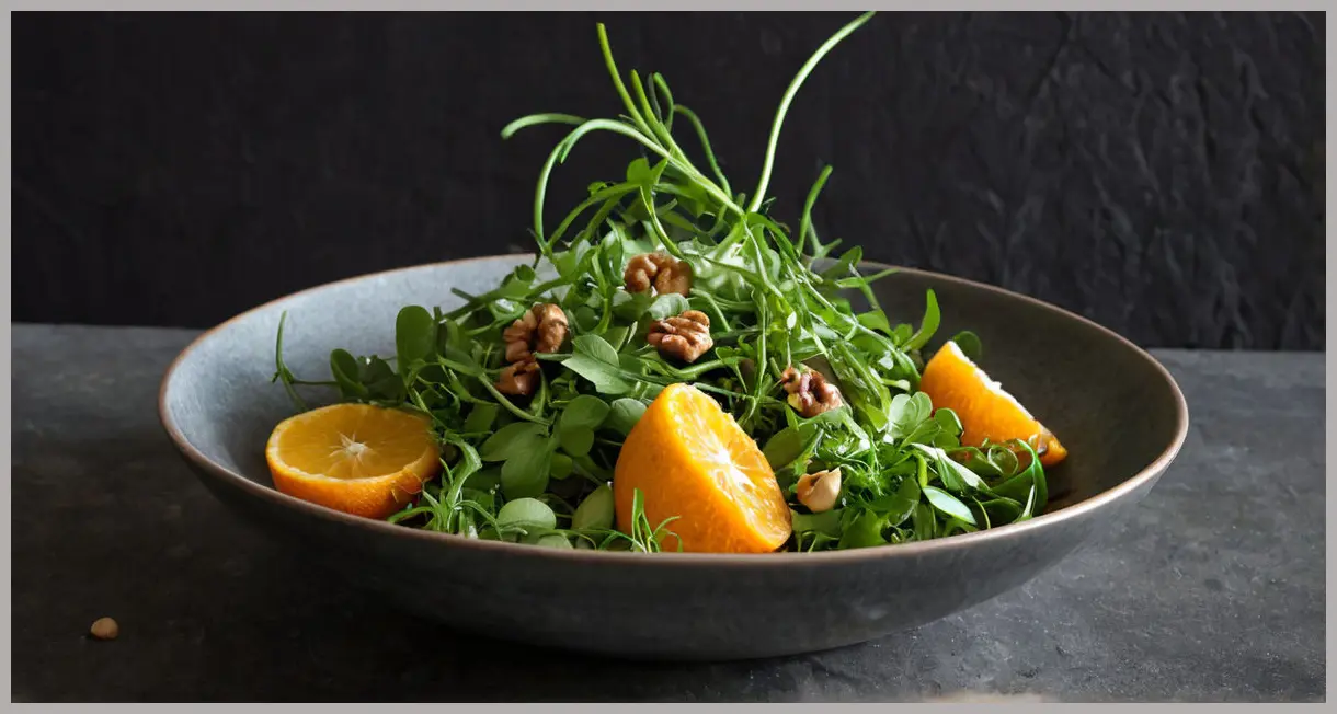 Orange, Fennel and Pea Shoot Salad with Walnuts Recipe