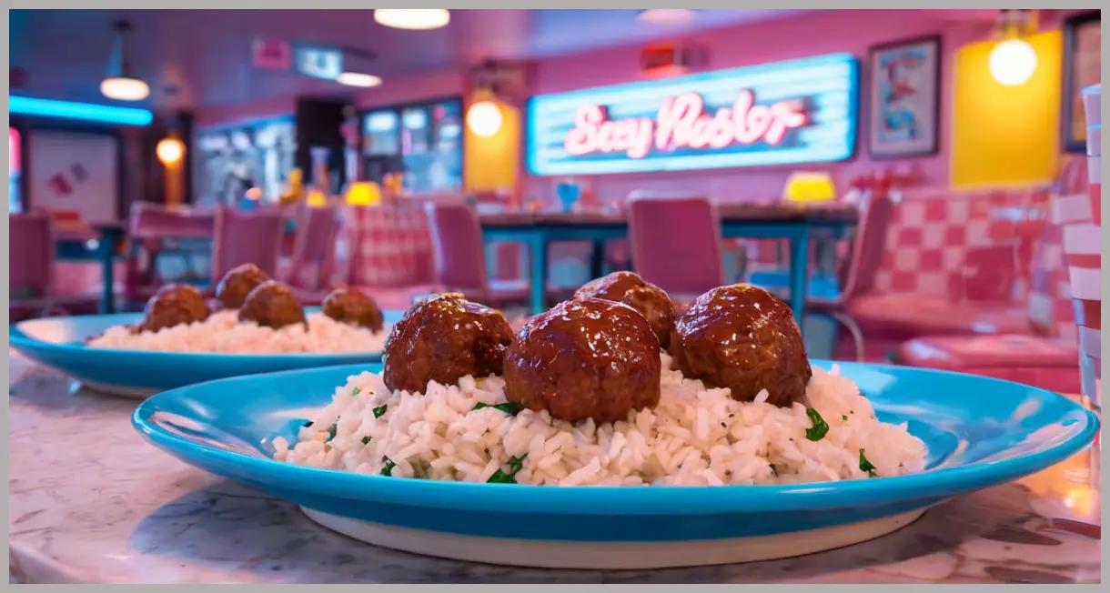 Sticky Spiced Soy Meatballs with Spinach Rice Recipe