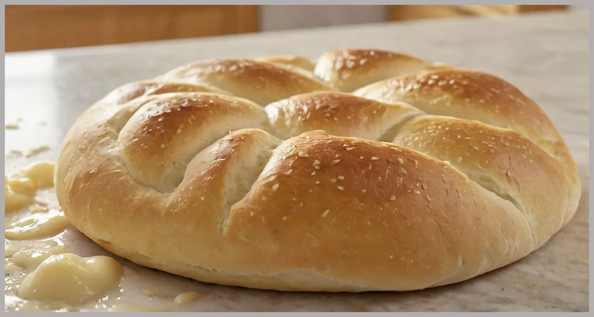 Freshly kneaded pide dough rests on a marble countertop, glowing under soft studio light, with visible gluten strands and air bubbles, captured in cozy morning kitchen light. Pide dough