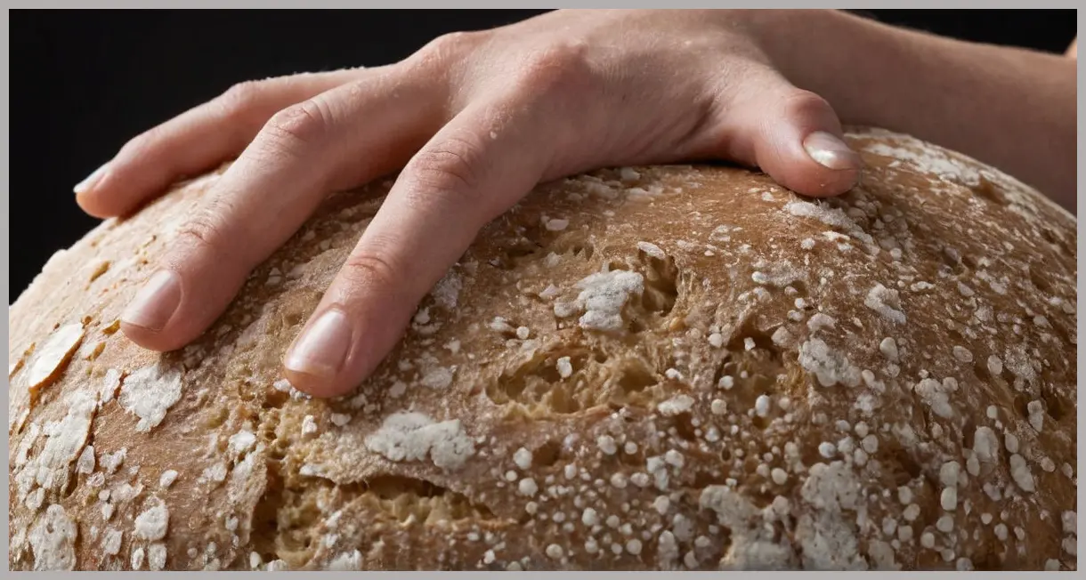 Extreme close-up of The Dusty Knuckle’s sourdough starter, yeast bubbles in sharp focus, glossy surface, dark gray background, high contrast studio lighting.