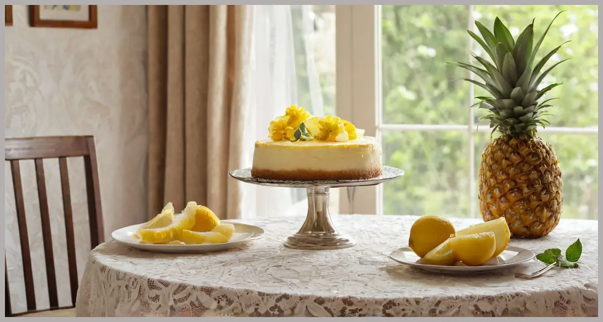 Baked Lemon Cheesecake with Pineapple Flowers Recipe